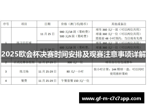 2025欧会杯决赛时间安排及观赛注意事项详解