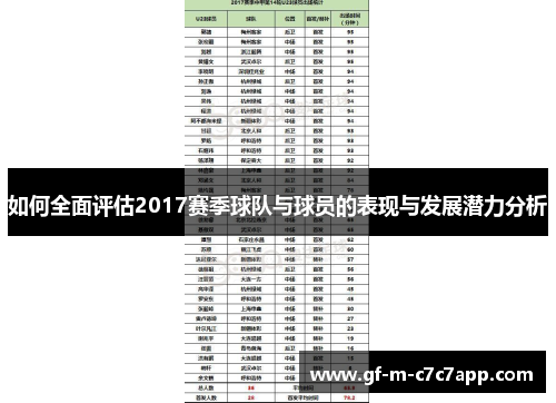 如何全面评估2017赛季球队与球员的表现与发展潜力分析 如何全面评估2017赛季球队与球员的表现与发展潜力分析